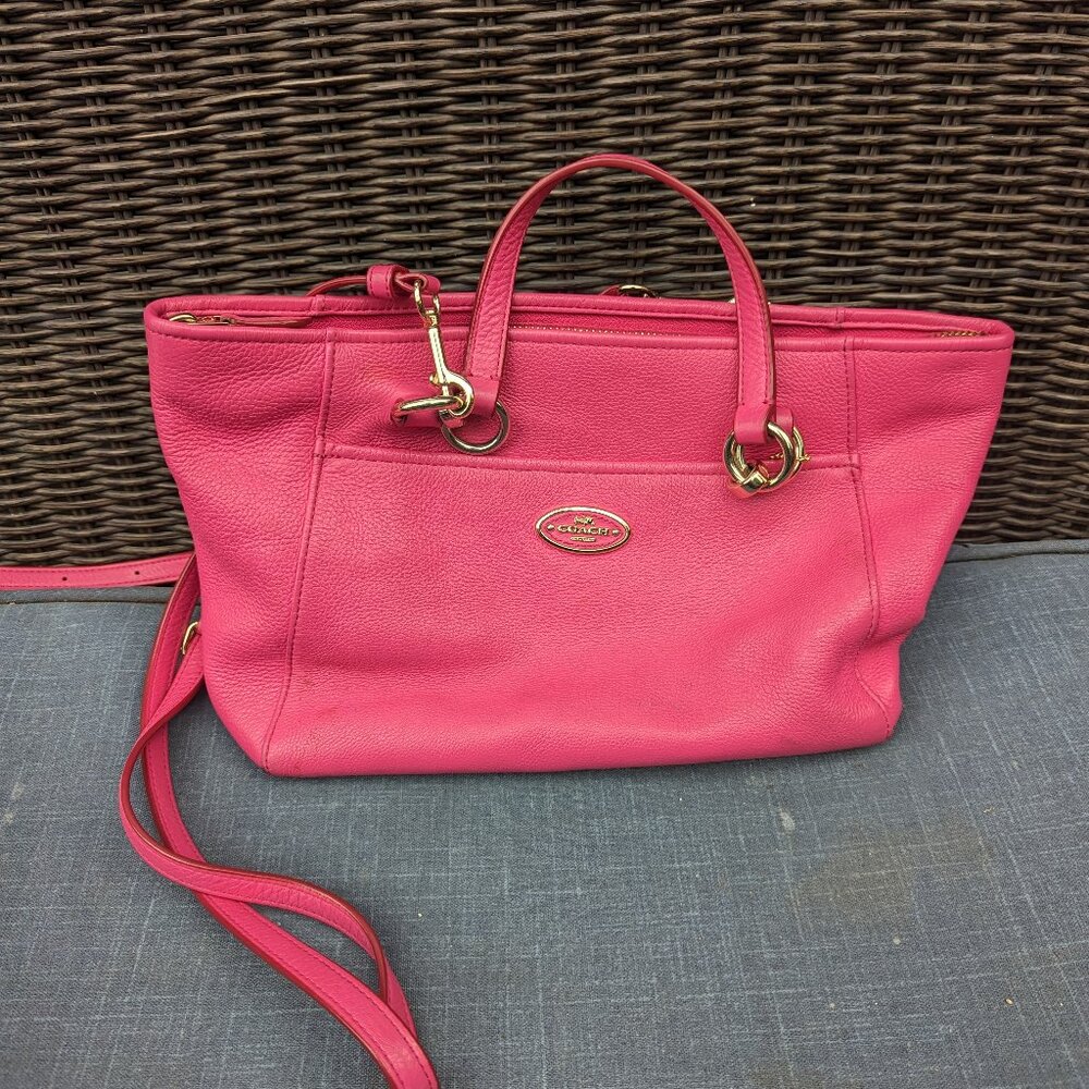 Coach Pink Leather Tote Bag